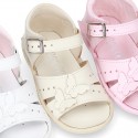 Washable leather sandal shoes with BUTTERFLIES design and FLEXIBLE soles.