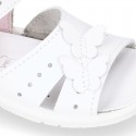 Washable leather sandal shoes with BUTTERFLIES design and FLEXIBLE soles.