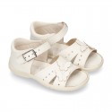 Washable leather sandal shoes with BUTTERFLIES design and FLEXIBLE soles.