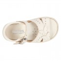 Washable leather sandal shoes with BUTTERFLIES design and FLEXIBLE soles.