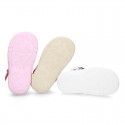 Washable leather sandal shoes with BUTTERFLIES design and FLEXIBLE soles.