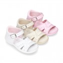 Washable leather sandal shoes with BUTTERFLIES design and FLEXIBLE soles.