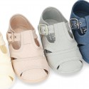 New little Cotton canvas T-Strap SANDAL style shoes.