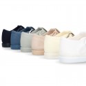 New little Cotton canvas T-Strap SANDAL style shoes.