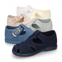 New little Cotton canvas T-Strap SANDAL style shoes.