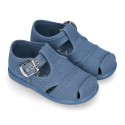 New little Cotton canvas T-Strap SANDAL style shoes.