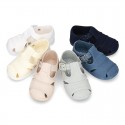 New little Cotton canvas T-Strap SANDAL style shoes.