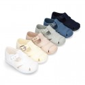 New little Cotton canvas T-Strap SANDAL style shoes.