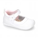 New Washable leather little Mary Jane shoes with FLOWER velcro strap design and reinforced toe cap and counter for first steps.