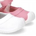 New Washable leather little Mary Jane shoes with FLOWER velcro strap design and reinforced toe cap and counter for first steps.