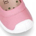 New Washable leather little Mary Jane shoes with FLOWER velcro strap design and reinforced toe cap and counter for first steps.