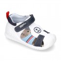 New Washable leather Sandal shoes with ANCHOR and velcro strap with reinforced toe cap and counter for first steps.