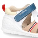 New Washable leather Sandal shoes with ANCHOR and velcro strap with reinforced toe cap and counter for first steps.