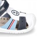 New Washable leather Sandal shoes with ANCHOR and velcro strap with reinforced toe cap and counter for first steps.