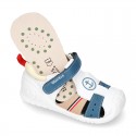 New Washable leather Sandal shoes with ANCHOR and velcro strap with reinforced toe cap and counter for first steps.