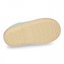 PLUMETI COTTON canvas little laces-up shoes espadrille style in pastel colors for kids.