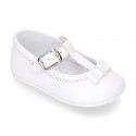 PEARLED Nappa leather Little T- Strap Mary Janes for babies.