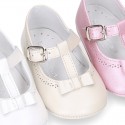 PEARLED Nappa leather Little T- Strap Mary Janes for babies.