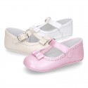 PEARLED Nappa leather Little T- Strap Mary Janes for babies.