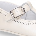 PEARLED Nappa leather Little T- Strap Mary Janes for babies.