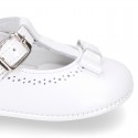 PEARLED Nappa leather Little T- Strap Mary Janes for babies.