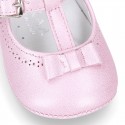 PEARLED Nappa leather Little T- Strap Mary Janes for babies.