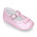 PEARLED Nappa leather Little T- Strap Mary Janes for babies.