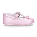 PEARLED Nappa leather Little T- Strap Mary Janes for babies.