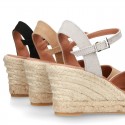 Classic Serratex Canvas wedge sandals espadrille shoes with open toe cap.