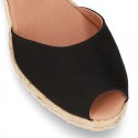 Classic Serratex Canvas wedge sandals espadrille shoes with open toe cap.