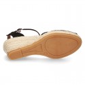 Classic Serratex Canvas wedge sandals espadrille shoes with open toe cap.