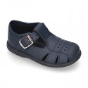 Little Washable leather sandals with PERFORATED design and SUPER FLEXIBLE soles.