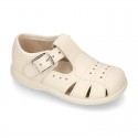 Little Washable leather sandals with PERFORATED design and SUPER FLEXIBLE soles.