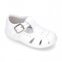 Little Washable leather sandals with PERFORATED design and SUPER FLEXIBLE soles.