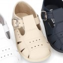 Little Washable leather sandals with PERFORATED design and SUPER FLEXIBLE soles.