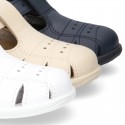 Little Washable leather sandals with PERFORATED design and SUPER FLEXIBLE soles.