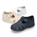 Little Washable leather sandals with PERFORATED design and SUPER FLEXIBLE soles.