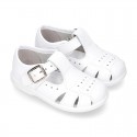 Little Washable leather sandals with PERFORATED design and SUPER FLEXIBLE soles.