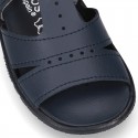 Washable leather sandals with open toe cap and buckle fastening with SUPER FLEXIBLE soles.