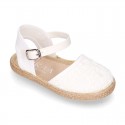 LACES cotton canvas design espadrille shoes with buckle fastening.