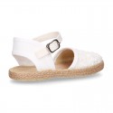 LACES cotton canvas design espadrille shoes with buckle fastening.