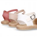 LACES cotton canvas design espadrille shoes with buckle fastening.