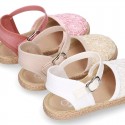 LACES cotton canvas design espadrille shoes with buckle fastening.