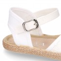 LACES cotton canvas design espadrille shoes with buckle fastening.