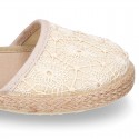 LACES cotton canvas design espadrille shoes with buckle fastening.