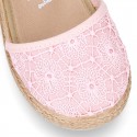 LACES cotton canvas design espadrille shoes with buckle fastening.