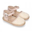 LACES cotton canvas design espadrille shoes with buckle fastening.