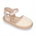 LACES cotton canvas design espadrille shoes with buckle fastening.