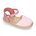 LACES cotton canvas design espadrille shoes with buckle fastening.