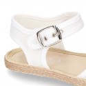 Little LINEN canvas SANDAL shoes espadrille style with FLOWERS design.